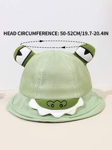 1pc Toddler Boys/Girls 1-2Y Cute 3D Frog Embroidered Sun Protection Bucket Hat, Summer Outdoor - Green - View 5