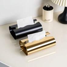 1 件不锈钢纸巾盒，创意弧形餐巾架，有金色、黑色和银色可选，适用于派对、餐桌装饰、咖啡厅、酒店纸巾架 - 彩色 - 查看 2