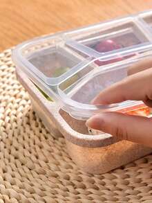 1 件水果零食盒、带透明盖的分隔式便当盒、可重复使用的餐食准备午餐盒、适合人们工作旅行的 4 格食物储存容器、适合返校、课堂、大学、办公室、露营和野餐的便当盒、学校用品、厨房整理器和储物器、厨房配件 - 彩色 - 查看 3