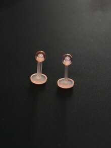 2 件装亚克力肉色隐形耳软骨钉，鼻梁隔膜马蹄形唇环穿孔饰品