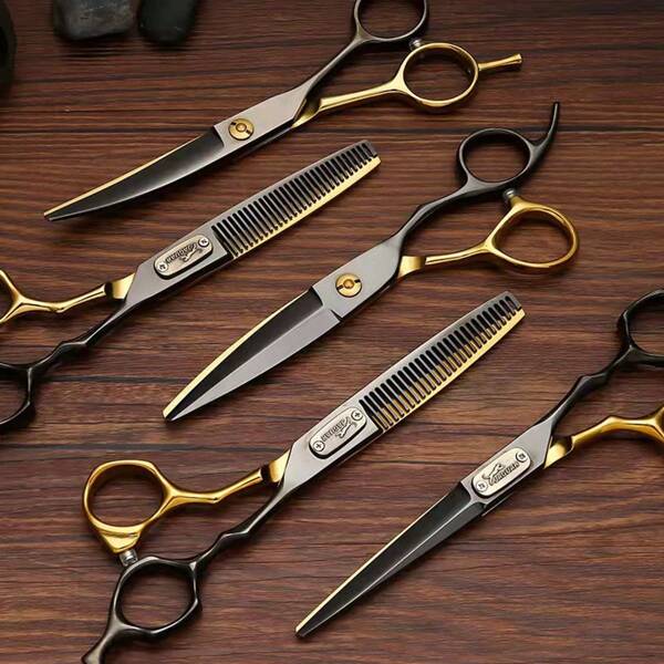 1/2 piezas Tijeras profesionales de acero de 6 pulgadas con cabeza de toro para cortar el cabello, tijeras de adelgazamiento, tijeras de barbero, tijeras para peluquería, accesorios para el cabello para mujeres, esenciales para viajar y vacaciones, de vuelta a la escuela