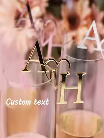 1pc Personalized Custom Initial Drink Tag, Drink Stirrer, Initial Combination, Wedding Wine Decor, Glass Marker, Laser Cut Acrylic Cocktail Cup, Champagne Glass Charm, Decorations, Elegant, Fashionable, Colorful, Retro, Customized, Personalized, Unique Gift For Men, Women, Family, Friends, Boyfriend, Girlfriend