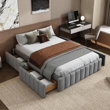 Bed Frames - Gray + Velvet + 140cm*200cm - View 3