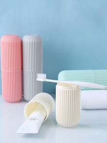 4 件/1 件便携式旅行牙刷盒、带杯的塑料牙刷架、带盖的牙刷架、牙膏和牙刷收纳盒、漱口杯、牙刷架、便携式旅行牙刷杯，适合旅行、露营、居家、学校和商务旅行