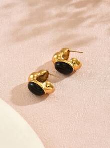 1 paire de boucles d'oreilles simples et rétro en plastique et acier inoxydable, convenant pour la mode de la vie quotidienne des femmes, les tenues de fête et les cadeaux de festival