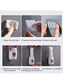 Automatic Toothpaste Squeezer & Holder - 1pc Space-Saving Bathroom Organizer, Easy Refills, No Waste! - Blue+White - View 4