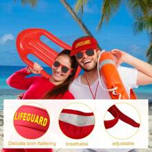 4-teiliges Rettungsschwimmer-Kostüm-Set - athletischer Stil verstellbarer Hut, aufblasbarer Rettungsring, Pfeife und Erwachsenen-Schwimmbrille - geeignet für Poolpartys, Halloween, Karneval - hervorragend für Maskenball und Rollenspiele