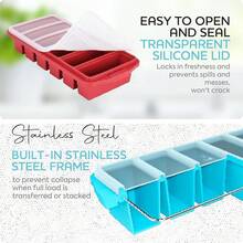 Black Friday11/2 Cup Silicone Freezer Tray With Lid - Silicone Freezer Molds 2-Pack For Meal Prep & Freezing Of Various Sauces And Other Dishes, Makes 12 Perfect 1/2 Cup Portions Cubes,Oven And Dishwasher - 紅色 - 查看 2