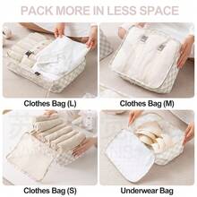 7 件大容量旅行收纳袋，防水便携式收纳袋，适用于衣服、裤子、鞋子、袜子、行李箱收纳，波西米亚风旅行必备旅行配件旅行包假期返校学校用品宿舍必备大学 - 彩色 - 查看 4