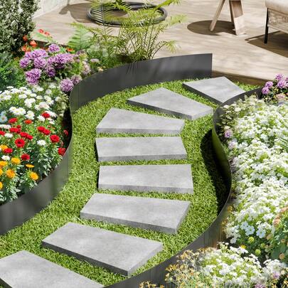 Steel Landscape Edging, 3 Packs 40 X 6 In Rust-Resistant Metal Landscape Edging, Bendable Garden Edging Border, Heavy Duty Lawn Edging, Easy-To-Install, Flower Bed Yard Pathway Divider Black