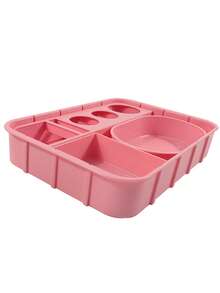klimonla Multi-Functional Large Capacity Nail Art Organizer Tray, Can Hold Nail Brushes, Containers, Nail Tools - Pink - View 10