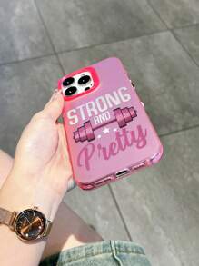 HANCAI Capa de celular à prova de choque com estampa gráfica de halteres/barra fitness rosa saudável, compatível com Apple 11/12/13/14/15/16/16 Pro/16 Pro Max