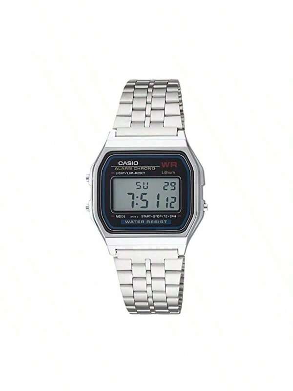 Casio ساعة كاسيو الرياضية الكلاسيكية للرجال A159WA-N1، مينا رقمية سوداء، سوار من الفولاذ المقاوم للصدأ، عرض التاريخ، ديكور يومي للملابس، هدية للرجال