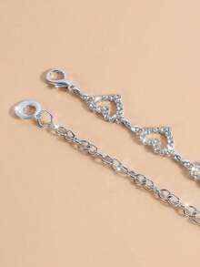 1pc Fashionable Simple Heart Shaped Rhinestone Decorated Alloy Waist Chain For Women Dress - 銀色 - 查看 3