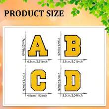 Iron On Patches Letters 1/26pcs A-Z Alphabet Patches Animal Shaped DIY Motif Iron On Or Sew On Patches Appliques For Jeans Jackets Backpacks - Yellow - View 9