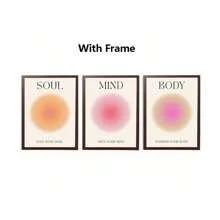 3 pièces - Affiche de gradient d'aura abstrait, art mural spirituel d'affirmation quotidienne rose, peinture sur canevas de papillon, décoration de salle esthétique, cadre en option