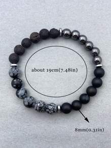 YAUKIA 1 Stück kraftvolles Schutzarmband - Schneeflocken Obsidian, Lava Stein, Schwarzer Onyx & Hämatit absorbieren negative Energie, heilende Schutzschmuck, Freundschaftsarmband