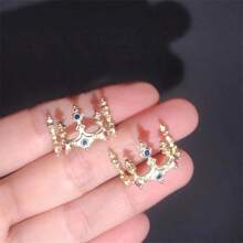 1 pièce Bague couronne élégante de couleur or avec cubic zirconia, bague de couronne de fiançailles et de mariage, accessoire de bijoux, cadeau