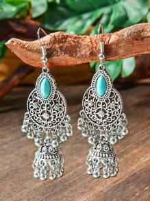TopHanqi Juego de 7 piezas/12 piezas/20 piezas de pendientes vintage con incrustaciones de turquesa artificial en estilo bohemio retro para mujeres, con diseños geométricos versátiles y multicomponentes, adecuados para uso diario, commuting, fiestas y todas las temporadas