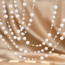 1m Fashion 3-8mm ABS Faux Pearl & Copper Chain, Suitable For DIY Jewelry Making, Necklaces, Bracelets, Apparel Accessories