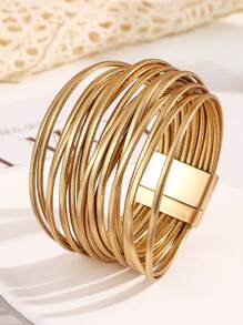 Brazalete de múltiples capas de PU estilo bohemio, adecuado para atuendos de moda