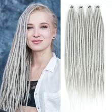 DZfirst 1/4 Pack (10/40 Strands) Fine 0.6cm Handmade Hip Hop Style Dreadlock Extensions, Light Gray, 18-36 Inches, Heat Resistant Synthetic Hair, Pre-Stretched Extensions, Braiding Hair - Light Grey - View 17