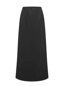 女士加大码弹力腰黑色长裙 | 2026春夏休闲半身裙 | 适合日常穿着和周末聚会的理想情人节穿搭 - 黑色 - 查看 4