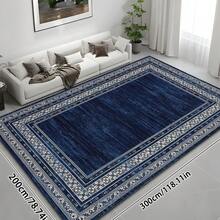 1pc Luxury Modern Navy Blue Floral Border Design Area Rug - Non-Shedding, Easy Clean, 800g Fine Worsted Wool + TPR Washable Bottom, Suitable For Living Room, Bedroom, Kitchen, Bathroom, Soft & Fluffy All Season Large Size Mat, Home Decor - Multicolor - View 17