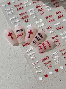 1 pieza de calcomanías de uñas decorativas con letras inglesas grabadas, estilo simple y dulce de chica europea y americana de moda, adecuadas para uso personal DIY y en salones de uñas. Calcomanías de uñas autoadhesivas para decoración de uñas