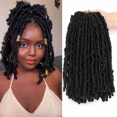 Butterfly Locs Crochet Hair 1 Pack Short Soft Handmade Distressed Synthetic Braids Pre Looped Locs Crochet Hair For Women 10/14 Inch