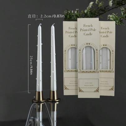 2 件套欧式珍珠长柄无烟蜡烛，适用于家居装饰、派对、节日礼物、餐桌装饰、烛光晚餐、婚礼仪式、放松/冥想、欧式浪漫珍珠烛台