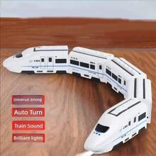 The New Type Of Electric Universal Simulation High-Speed Railway Harmony Train Can Be Freely Assembled, Featuring Automatic Steering, Automatic Lighting And Automatic Sound Effects, And Has A Detachable Carriage Design. Simulate High-Speed Electrified High-Speed Rail