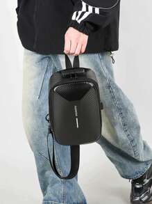 Bolsa de Motocicleta de Casca Rígida da Moda Masculina, Bolsa Cinto Minimalista Casual, Bolsa Peito, Com Alça de Mão, Adequada para Compras, Transporte, Esportes, Versátil Bolsa de Cintura e Peito