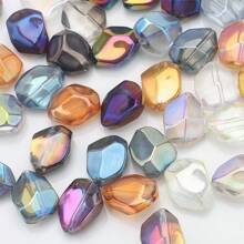 20 piezas de cuentas de vidrio facetadas irregulares de 12*16mm con agujero central, en colores chapados, accesorios de joyería artesanal DIY, adornos para teléfonos, llaveros, decoración de autos