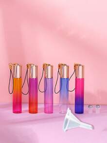 渐变色10ml球形分类瓶带漏斗，可重复使用，可挂吊坠瓶，全套分装工具，滚珠轴承，用于护肤、香薰、化妆、防漏，DIY香水瓶，可重复使用，轻巧，便携，随时随地携带，适用于背包、手提包和手机配件，是旅行必备品，消除夏日汗味，适合旅行、度假、通勤、工作和学习，旅行礼物，送给姐妹、朋友、家人的毕业礼物，最佳海滩配饰，返校必备