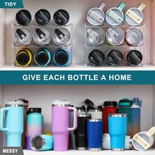 LARGER Compartment - Stackable Water Bottle Organizer Holder - For  Others' Large Tumbler - Clear Wine Rack, Cup Bottle Holder For Cabinet Home Countertop Fridge Pantry Shelf, 3 Tier Hold 9 - 無色 - 查看 6