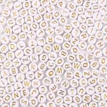 1 Pack 101/201/501pcs 7x4mm White Round Letter Acrylic Loose Spacer Beads For DIY Bracelets, Necklaces, Jewelry Making