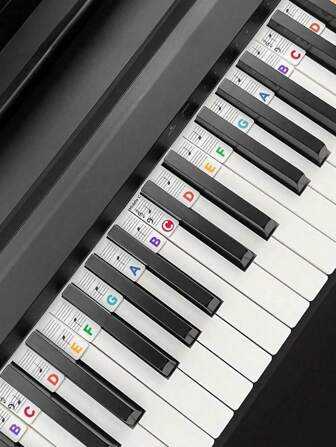 1PC Reusable Silicone Piano Notes Guide For Starters,Easy-To-Install & Easy-To-Remove Piano Keyboard Note Labels,61/88-Key Full Size,Removable With No Need Stickers,Sound Proof,Kalimba Thumb,Tuning Fork