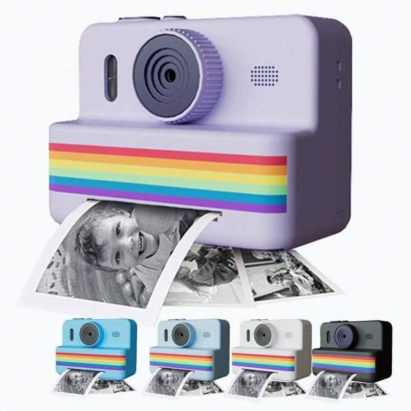 Christmas Decoration Black And White Instant Printable Kids Camera, 2.8 Inch Screen Front And Back HD Lens Instant Printable Camera Toys, Support Print, Photo, Video, MP3 Function, Portable Travel Toys For Boys And Girls Aged 6-12 Years Old, Christmas, Birthday, Back To School Gifts, Camera Flash, Polariod Camera, Polaroids>Camera