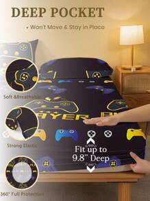 2/3 Pcs Printed Fitted Sheet Set, Bedding, Bed Sheet Set, Soft And Comfortable Bedding, Room Decor, Skin-Friendly Bed Cover Set, Mattress Protector For Bedroom, For All Season, Fits Twin Full King Queen Size Bed, 1 Fitted Sheet And 2 Pillowcases, Machine Washable