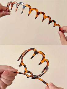2 pezzi Fasce per capelli eleganti da donna con stampa leopardata e grandi onde, morbide fasce per capelli da uso quotidiano