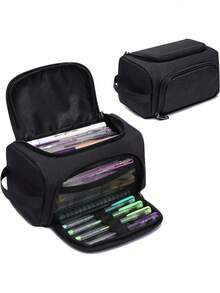 1 件超大铅笔盒/铅笔袋、多功能文具收纳盒、大容量笔筒、手持铅笔盒、化妆包、收纳袋、便携式礼物，适合办公室、学校、青少年、女孩、男孩、返校礼物 - 彩色 - 查看 2