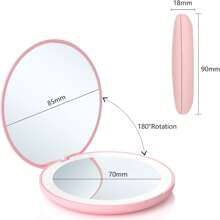 1 Set 1X/2X Portable Travel Makeup Mirror Rechargeable Handheld Vanity Mirror For Women Compact Travel For Go Touch Ups And Everyday Use Lightweight And Practical Design,Daylight LED Folding Mirror.Pocket Mirror For Handbag Purse.