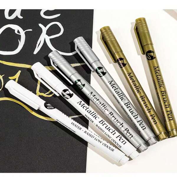 6pcs/Set 4pcs/Set/2pcs/Set/1pc Elegant Gold And Silver Calligraphy Pen With Waterproof Glitter Ink, Suitable For Writing Greeting Cards, Wedding Invitations, Envelopes And DIY Crafts For Mothers Day, Birthdays