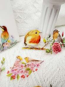 50 Piezas Pegatinas de pájaros acuarela estética DIY Decoración Oficina Escuela Maestro Scrapbooking Contabilidad manual Regalo para amante de aves Suministros de periodista Pegatinas transparentes de pájaros Diario PET - Negro - Ver 7