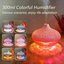 1 pieza de nuevo humidificador de aroma difusor de luz de cristal con luz ambiente de colores, funcionamiento silencioso con niebla fina para una mejor hidratación, adecuado para múltiples escenarios, alimentado por USB sin incluir baterías.