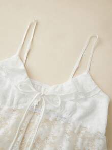Women's Cropped Lace Vest Cami Tops Sleeveless Open Back Open Front Going Out Tops Tie Up Tank Tops - White - View 5