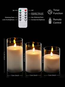 1/3 Stück flammenlose LED-Kerzen mit Timer/Fernbedienung, flackernde Kerzenflammen, batteriebetrieben, realistische 3D-Flamme elektrische Wachskerzen Dekoration, geeignet für Halloween, Valentinstag, Weihnachten, Hochzeit, Party, Heimdekoration und andere Feiertage