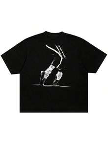 Vintage Women Dance Move King Of Pop 80s R&B Jacksonn Graphic Tee T-Shirt – Y2K Bootleg Oversized Retro Streetwear Cotton Graphic Tees With Round Neck For Summer Top Fans Of Pop Music, R&B Culture, Shirts Women And Men's T-Shirtssummer - màu đen - Xem 1