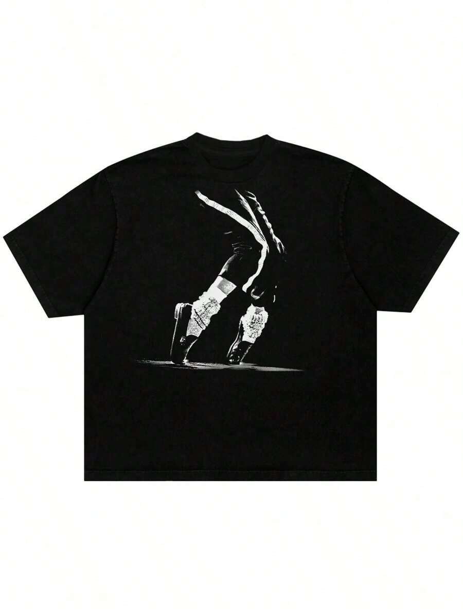 Vintage Women Dance Move King Of Pop 80s R&B Jacksonn Graphic Tee T-Shirt – Y2K Bootleg Oversized Retro Streetwear Cotton Graphic Tees With Round Neck For Summer Top Fans Of Pop Music, R&B Culture, Shirts Women And Men's T-Shirtssummer - màu đen - Xem 1